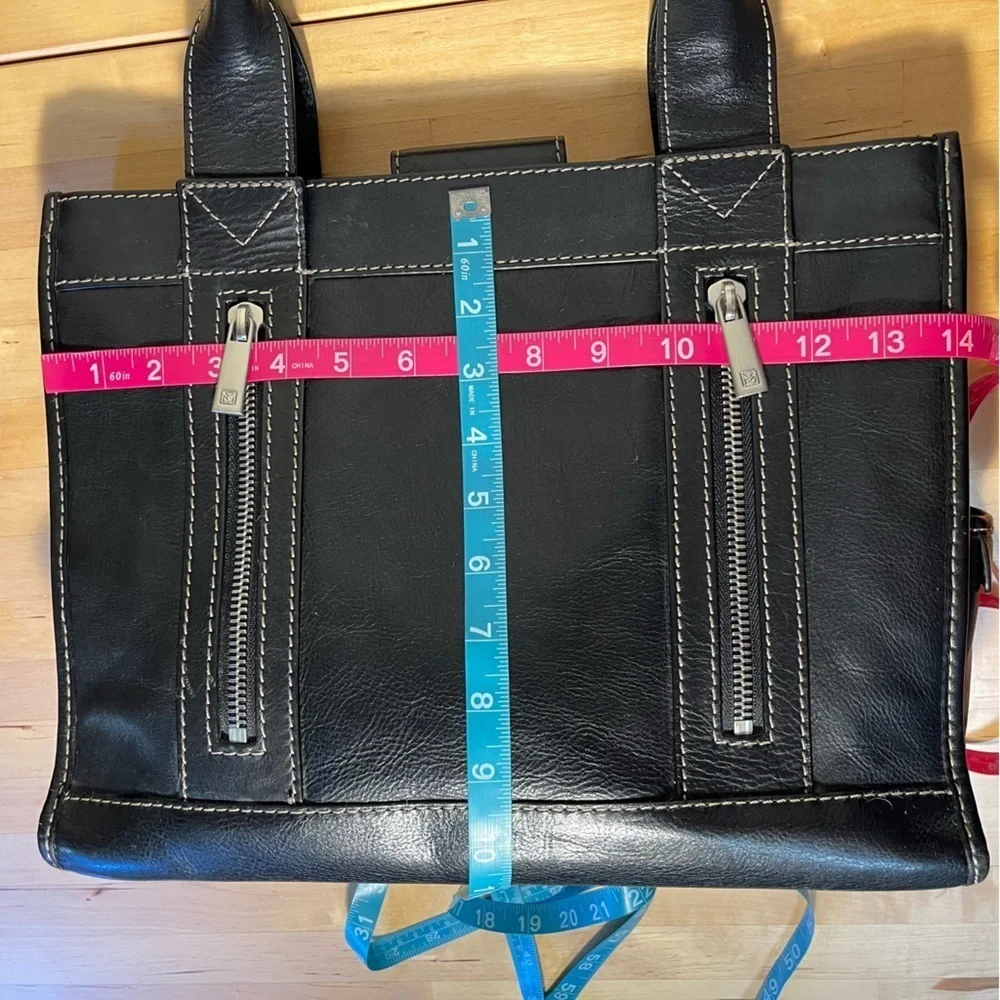 MICHAEL Michael Kors Black Leather Satchel Double Handle Zip Pocket Shoulder Bag